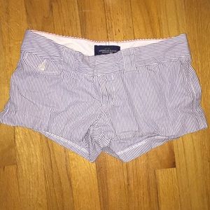 Blue and white seersucker shorts
